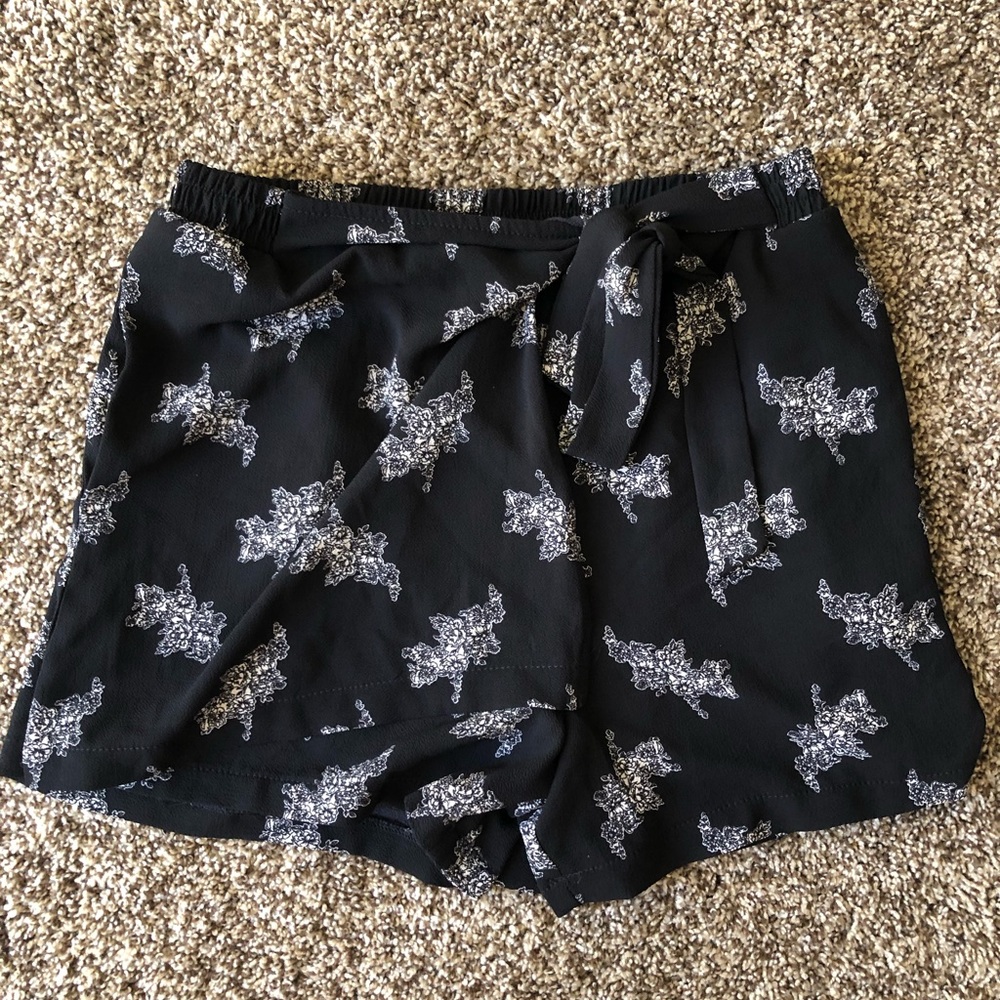 Black floral printed shorts